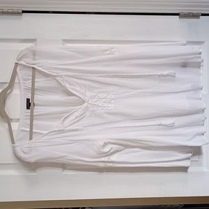 Lane Bryant Gauzy Crochet Trim Peasant Top b333